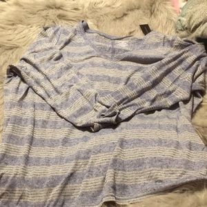 Lane Bryant long sleeve blue and silver top